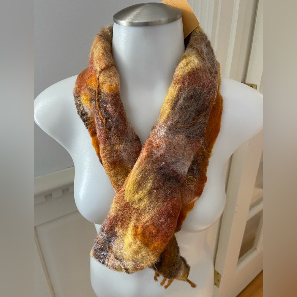 Handcrafted nuno wet felted merino wool scarf